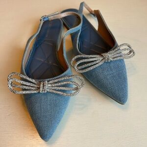 Pointed Toe Denim Flats